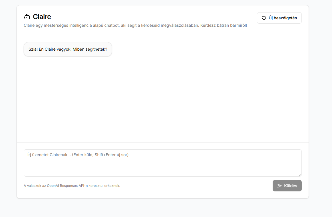 ConsultLess Claire AI chat képernyő